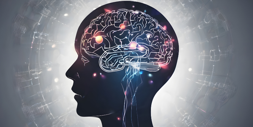 Illustration of a human brain with illuminated neural pathways representing Brain Therapy at Heat and Wellness Spa in Ripley, MS, supporting mental wellness, focus, stress relief, and cognitive health.